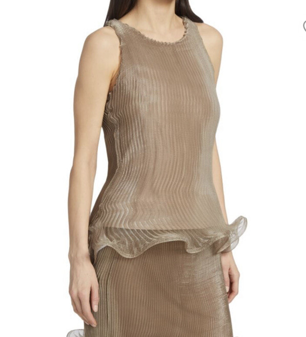 New $2385 GIVENCHY Flared Hem Organza Top Color: PALE GOLDEN One Size Italy