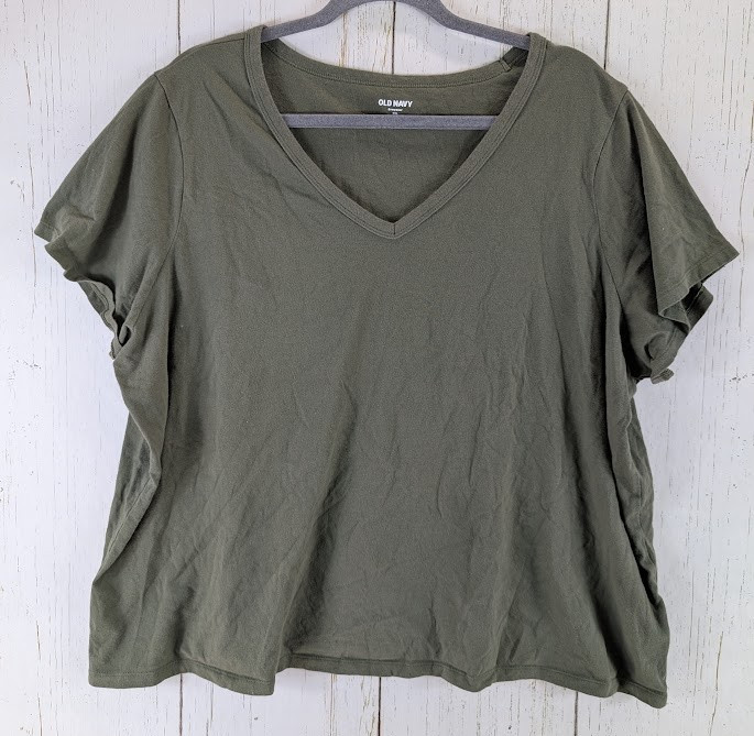 Old Navy Size XXL Everywear Green V Neck Short Sleeve Womens Casual Top