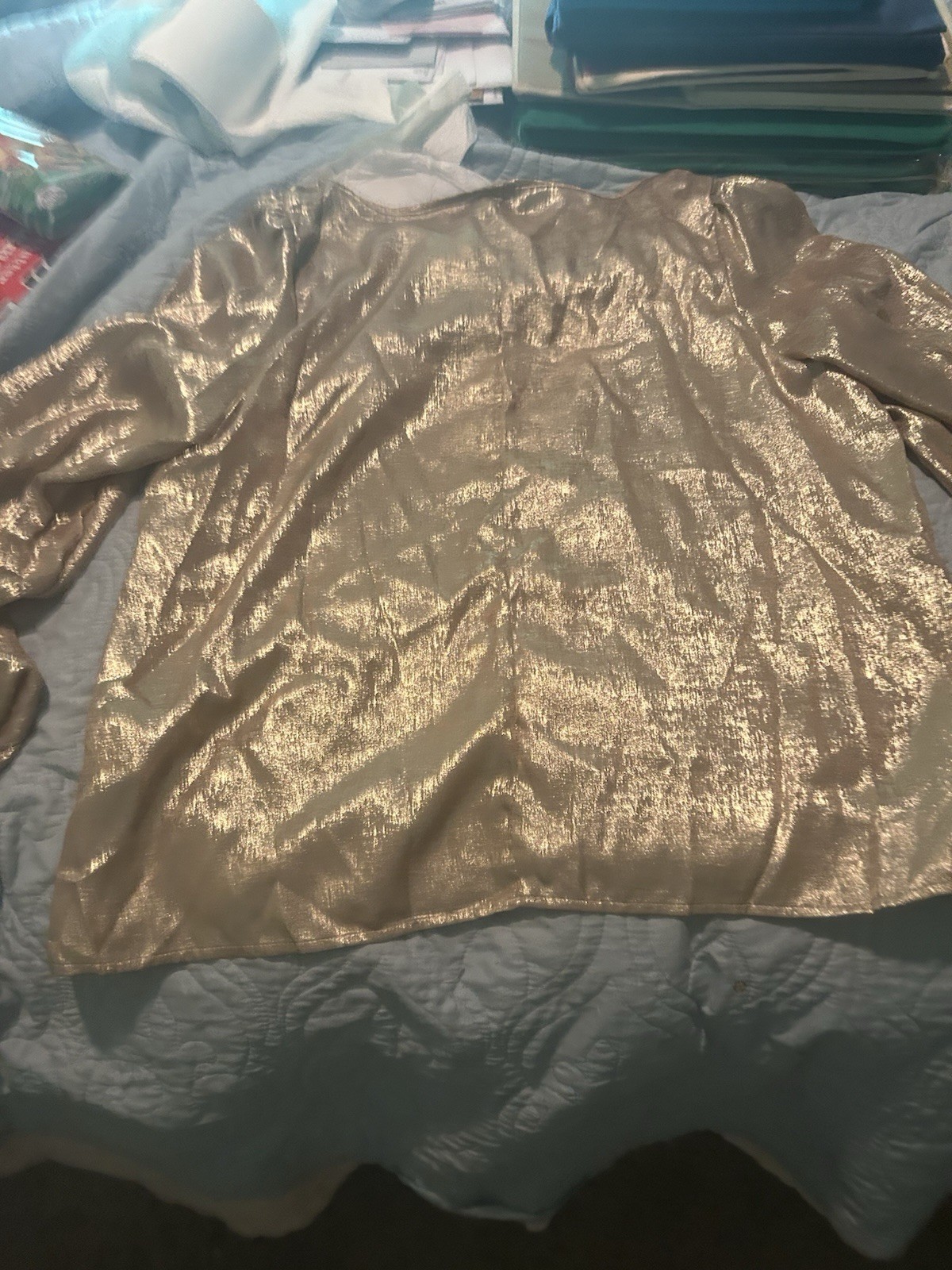 gold lame’ Blouse. Sz XL Dress It For Any Occasion. Dress It Up Or Down