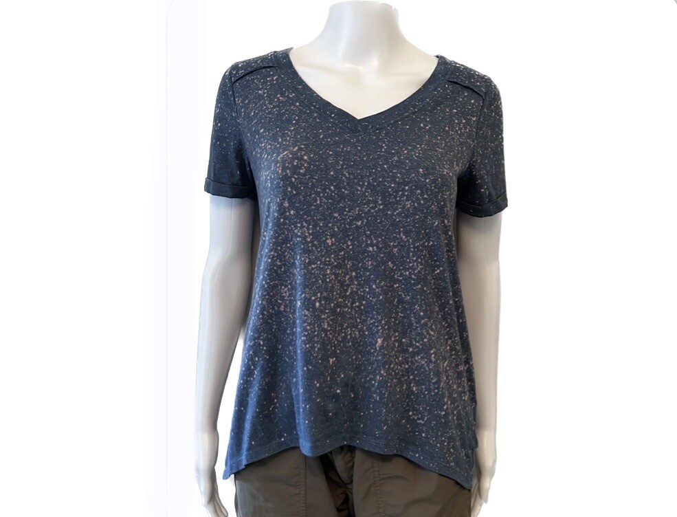 Rock & Republic Blue Bleach Splatter Acid Wash Soft Women’s shirt Size Small