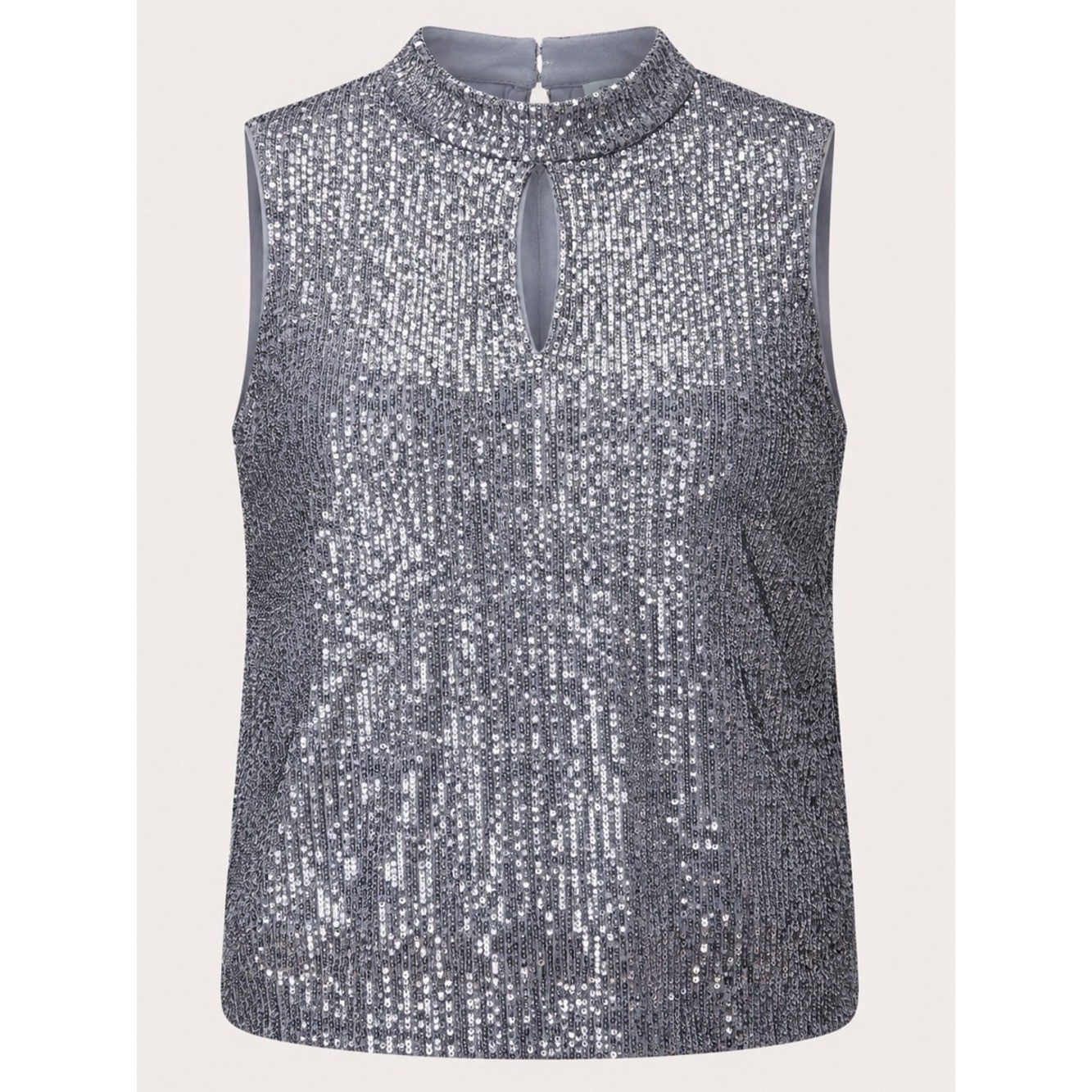 CALVIN KLEIN | Silver Sequin Mock Neck Keyhole Party Tank Plus Size Cruise | 3X