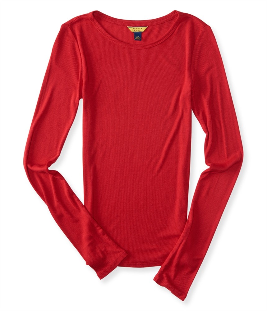 Aeropostale Womens Ribbed LS Basic T-Shirt