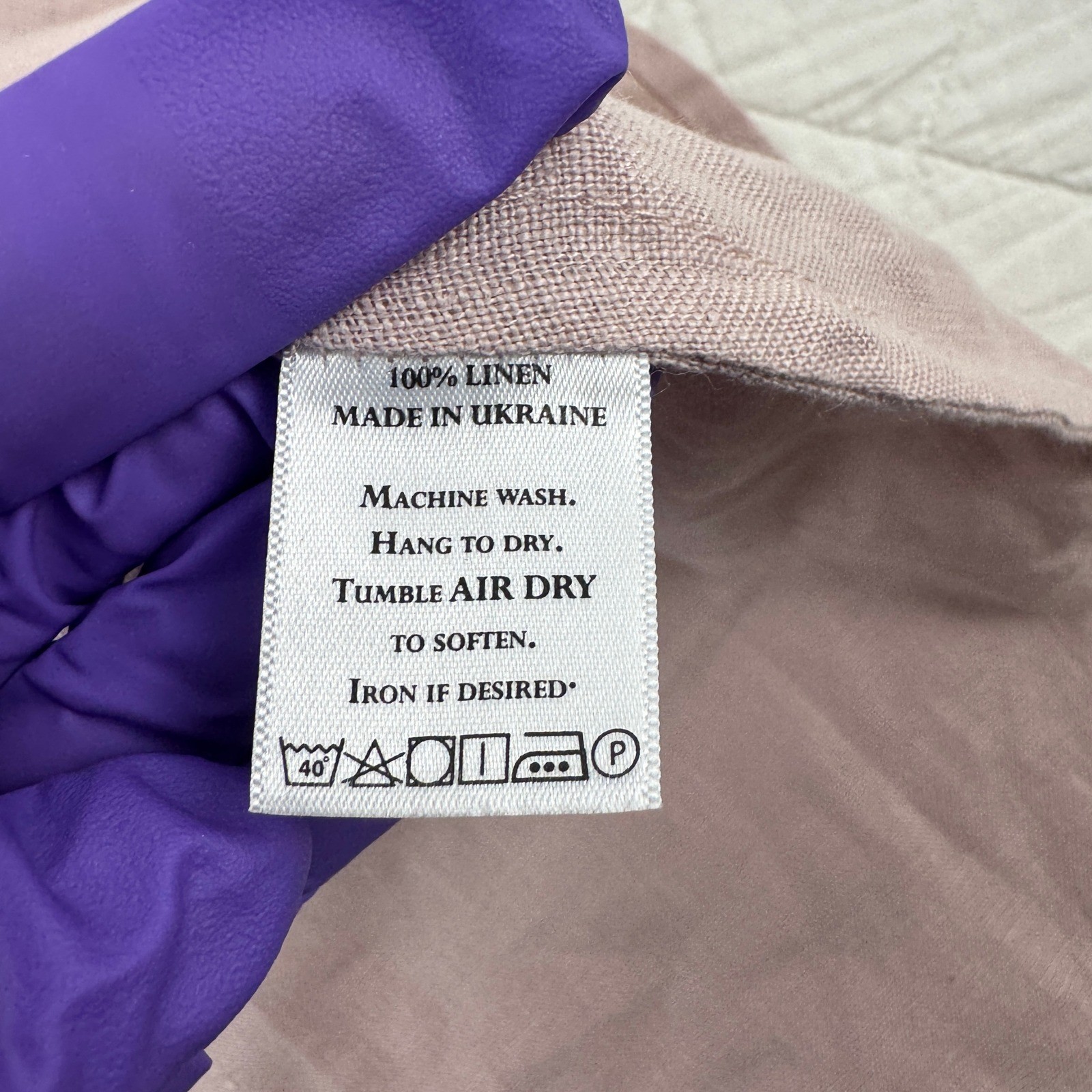 Crown Linen Designs Maya Top Dusty Pink 100% Linen Bell Sleeve V-Neck M