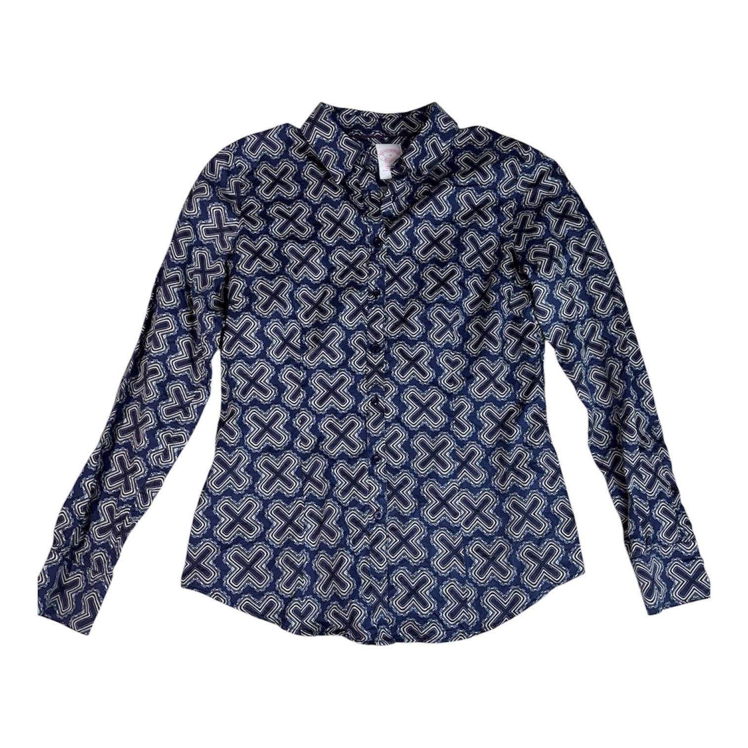 BROOKS BROTHERS WOMEN’S 100% COTTON FITTED BUTTON UP COLLAR DRESS SHIRT SIZE 4