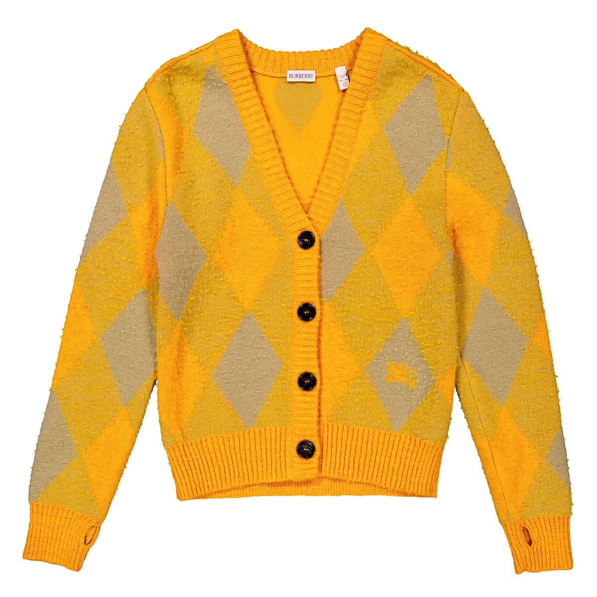 Burberry Argyle Diamond Patterned Rib Trim Cardigan