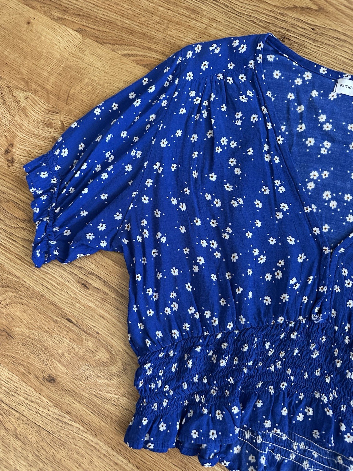 Faithfull the Brand Blue White Floral First Light Betina Top US 6