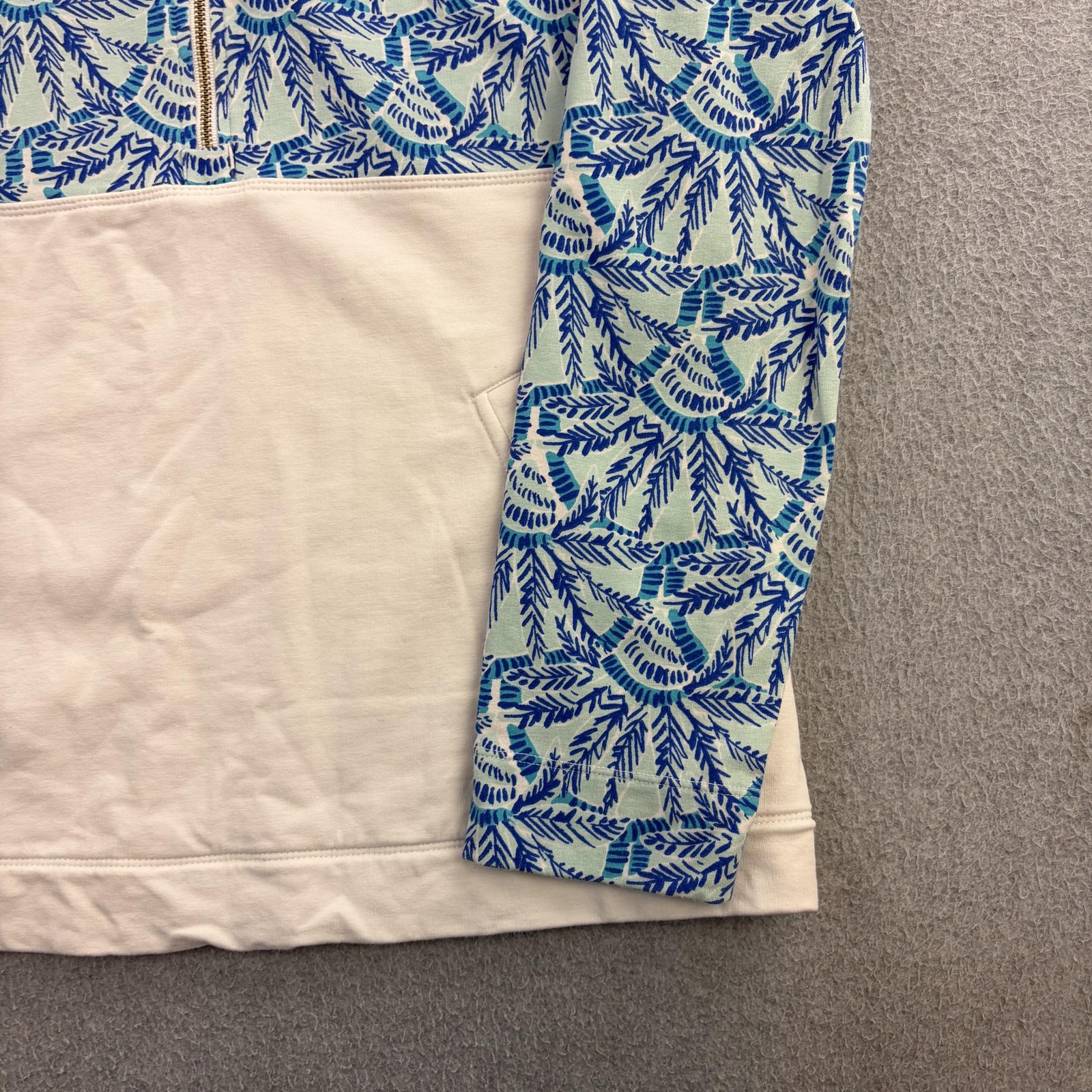 Lilly Pulitzer Shirt Womens Medium Blue 1/2 Zip Long Sleeve Tunic Top