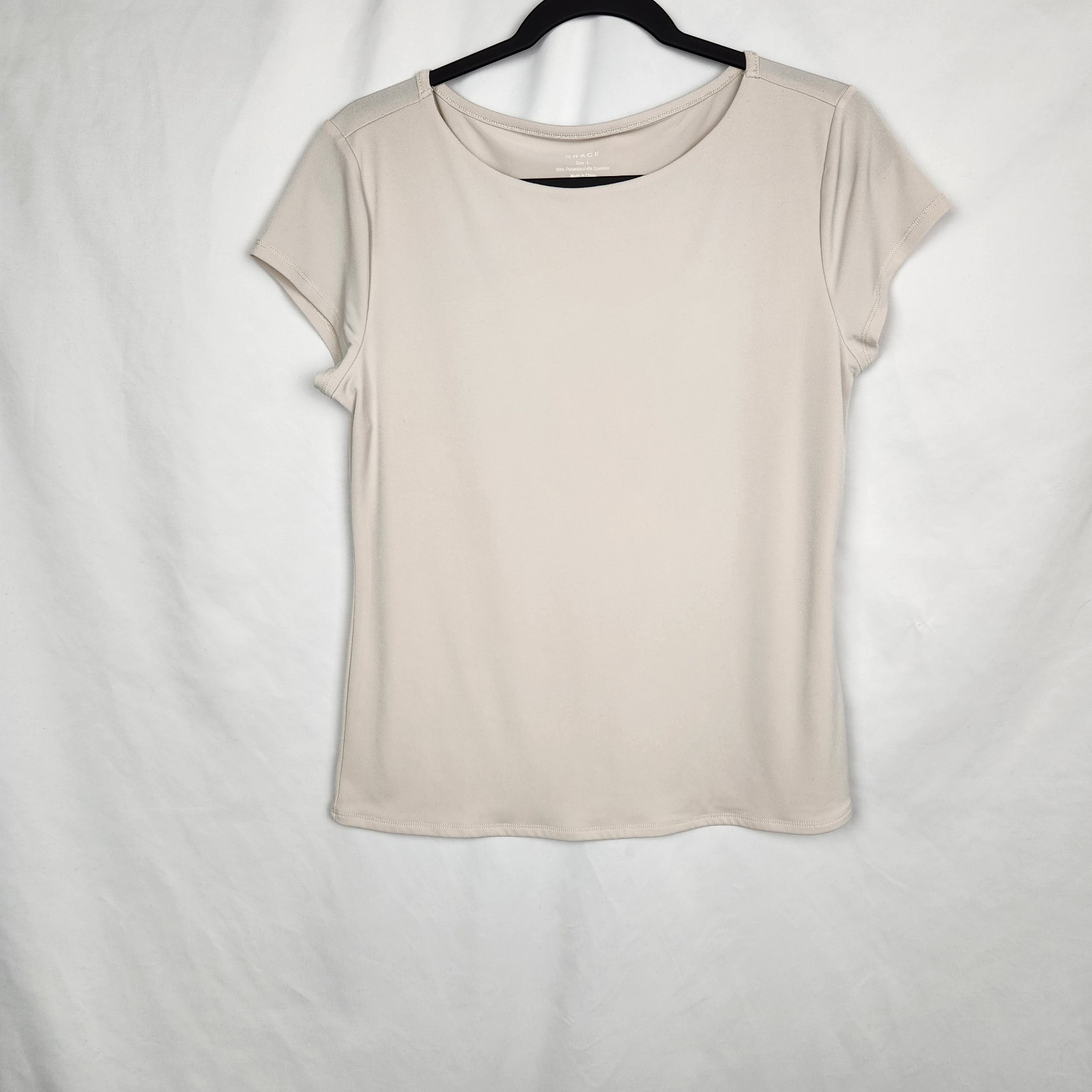 Grace Womens Short Sleeve Scoop Neck Very Light Purple Size Large