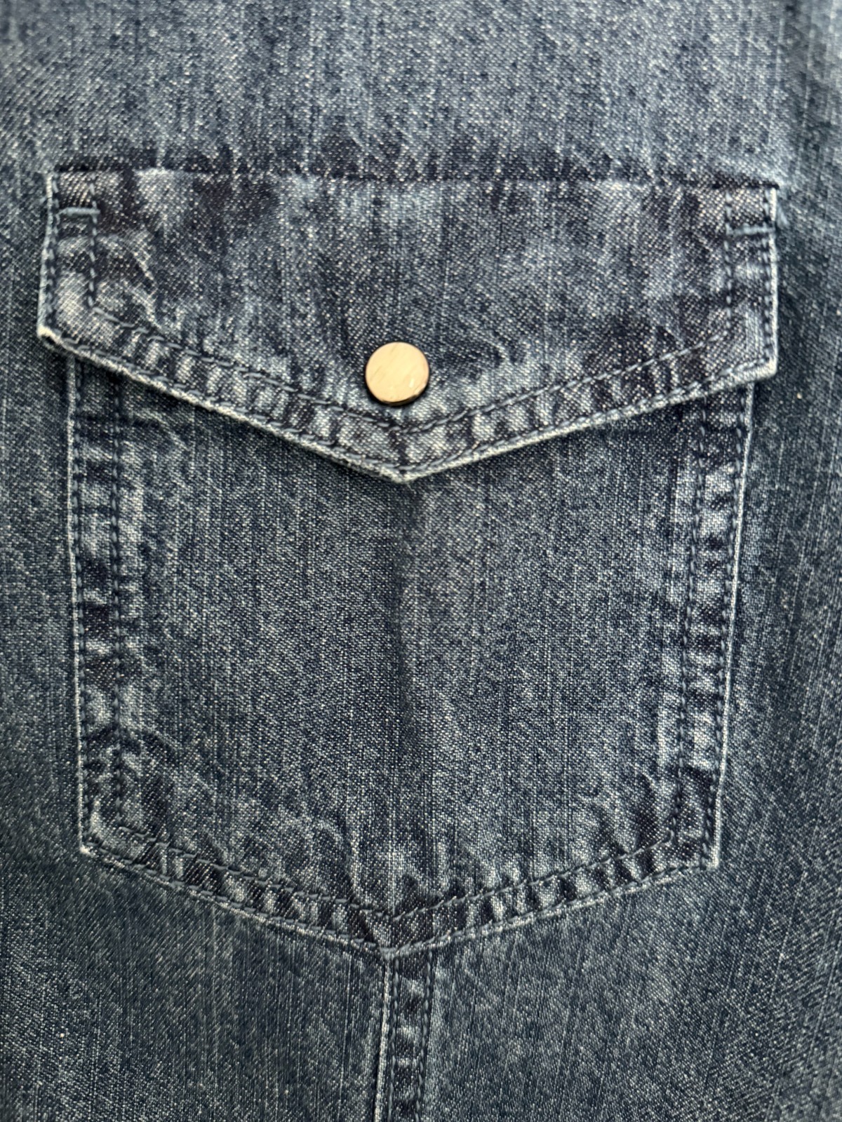 Velvet Heart LARGE NWT Western Denim Shirt Pearl Snaps Corduroy Collar Chambray