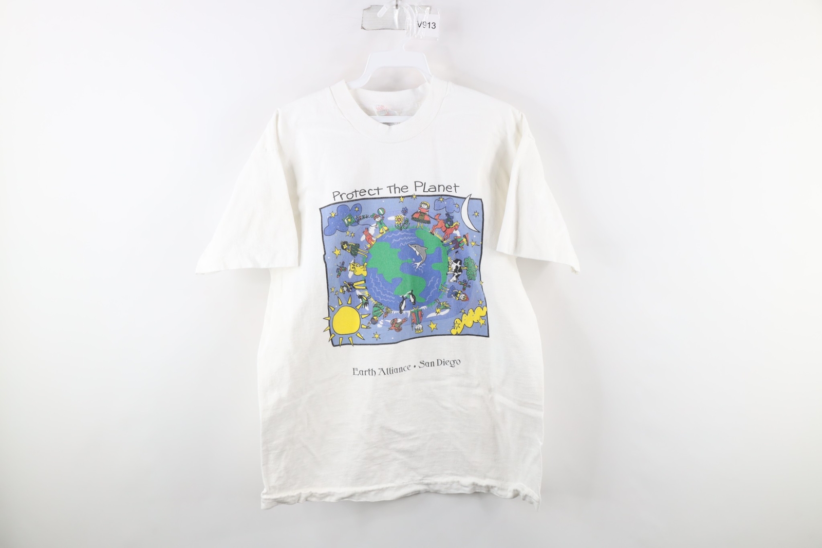 Vintage 90s Womens Large Earth Day Earth Alliance Protect the Planet T-Shirt