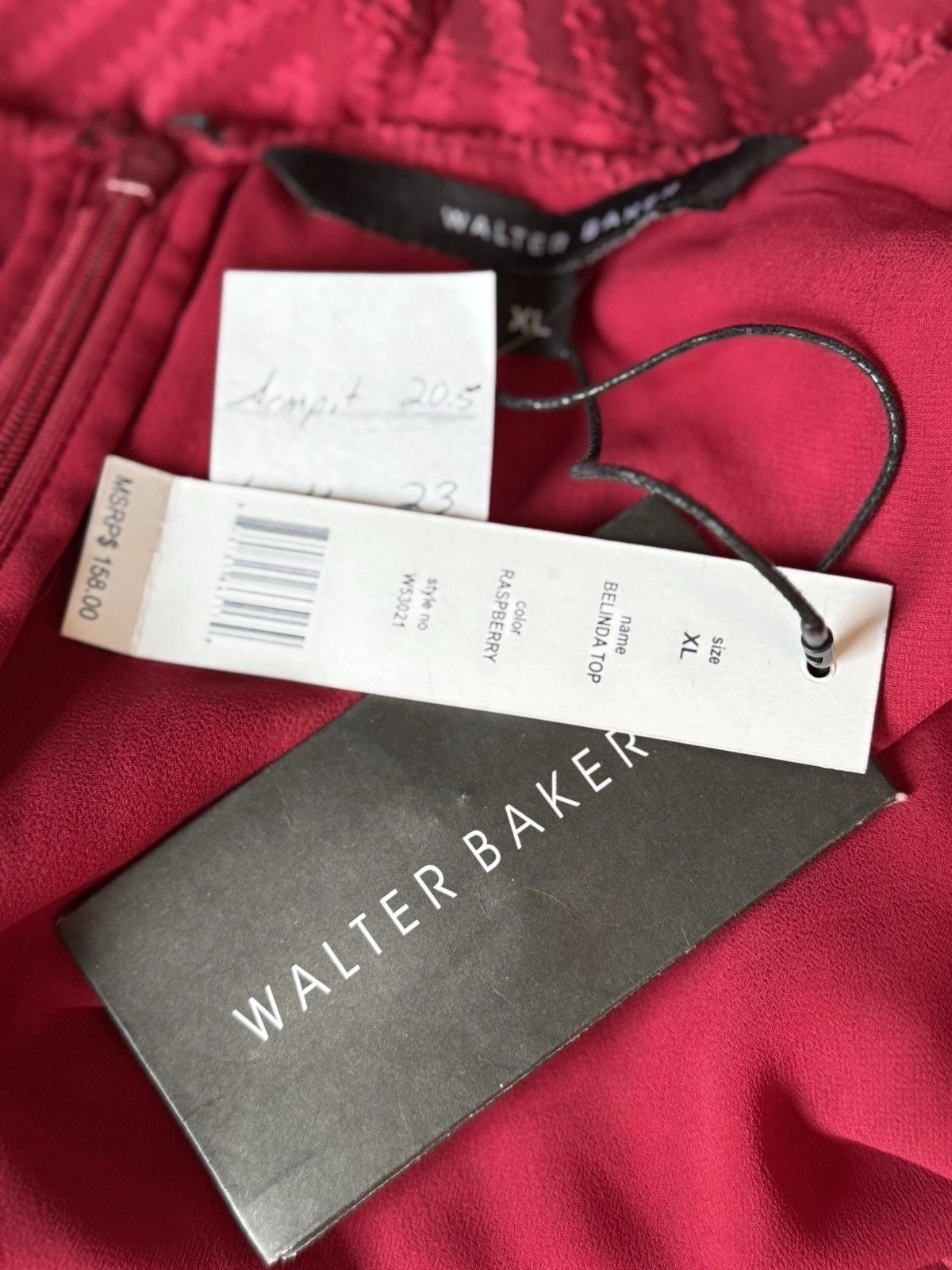 Walter Baker Belinda Sheer Chevron Wrap Top Sz XL Red Romantic Evening Holiday