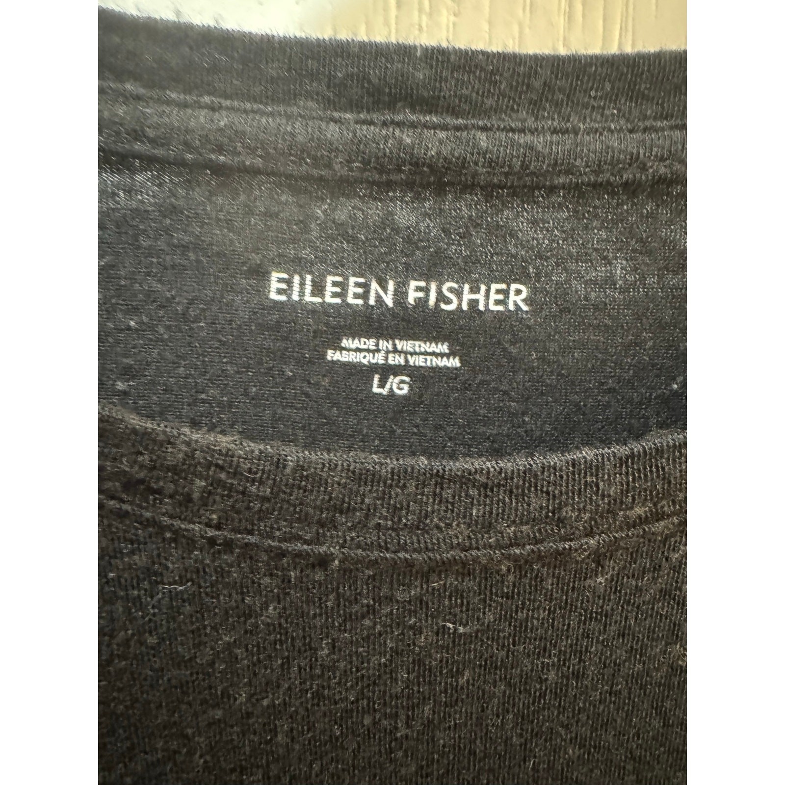Eileen Fisher Black Tencel Cashmere Long Sleeve Crew Neck Size L Soft Luxury Tee