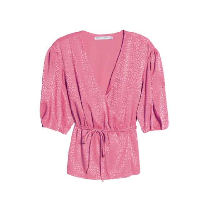 NWT Rebecca Minkoff Pink Bohemian Business Casual Mary Wrap Top Size XXL P2212