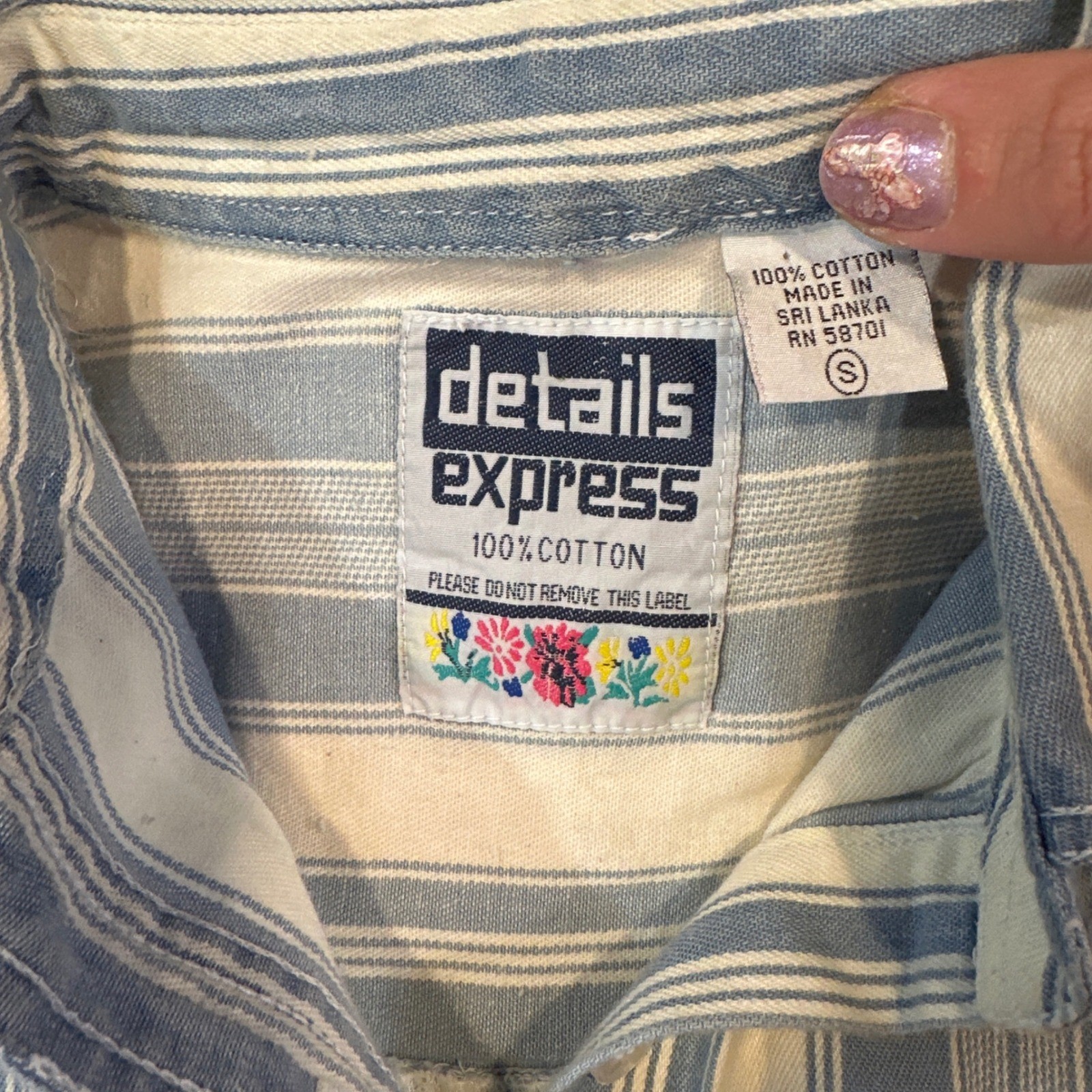 Vintage 90s Nautical Preppy White Striped Sleeveless Button Down Shirt Small