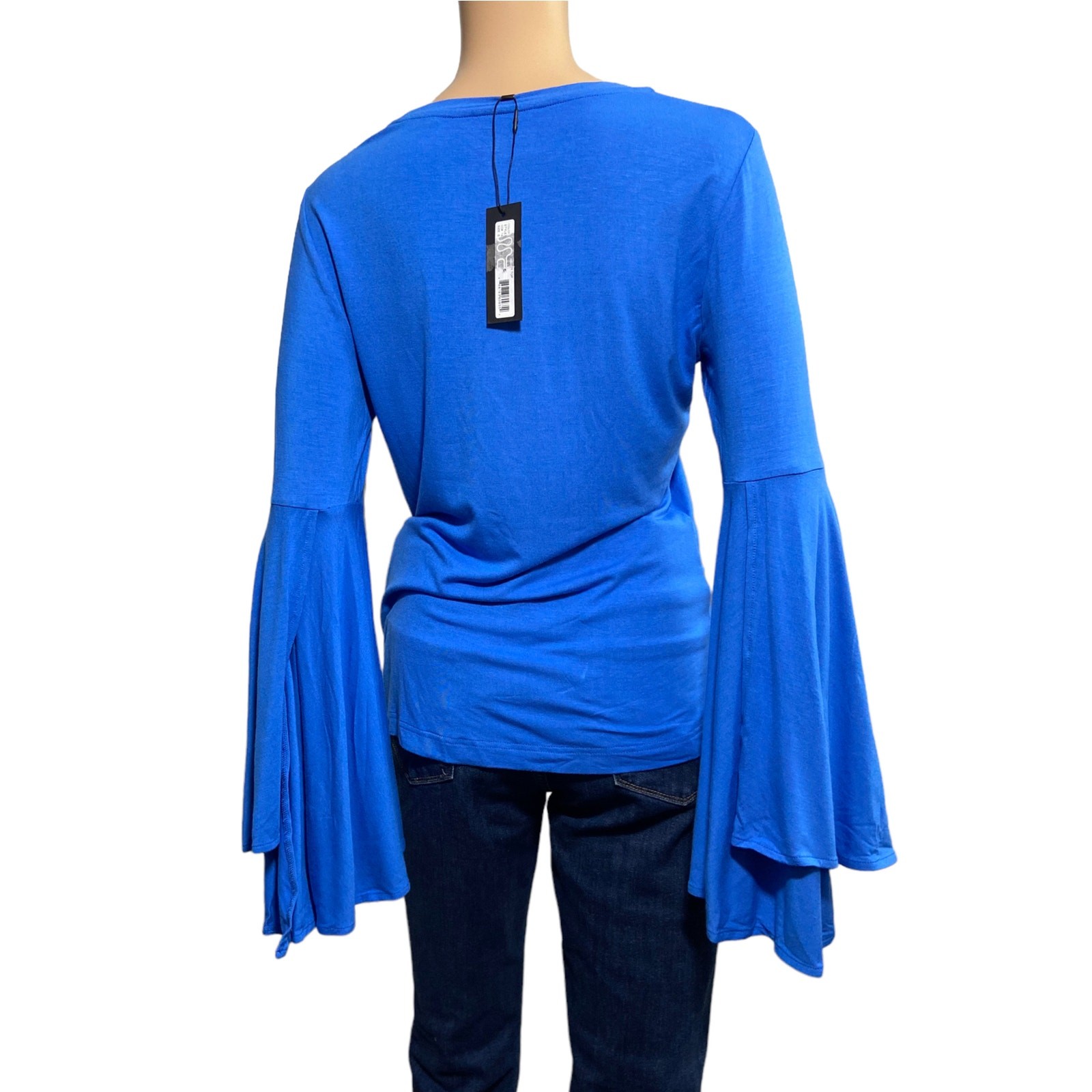 Le Gali Blue Jersy Bell Sleeves Top Size S