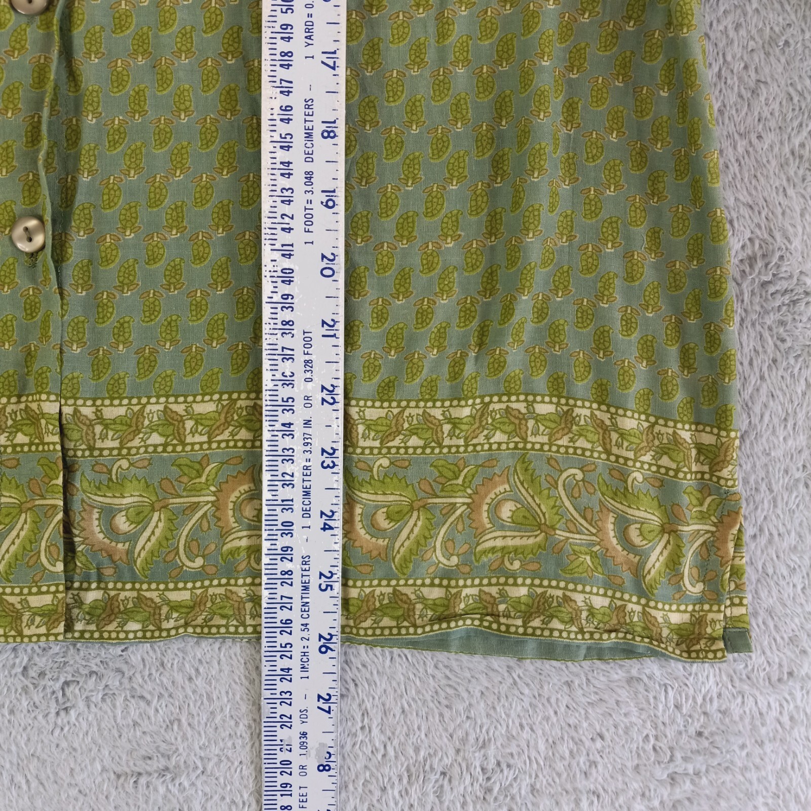 Speed Limit MPH Shirt Women 1X Plus Green Paisley Lightweight Button Front Tunic