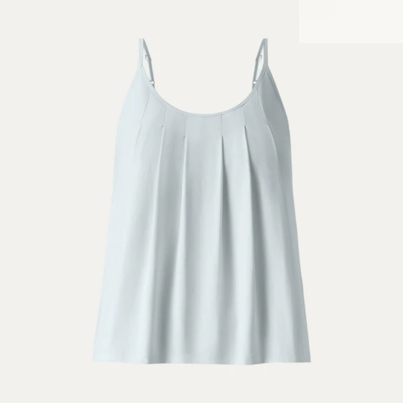 OGL U-Neck Pleated Spaghetti Bra Tank – Icy Whisper Blue