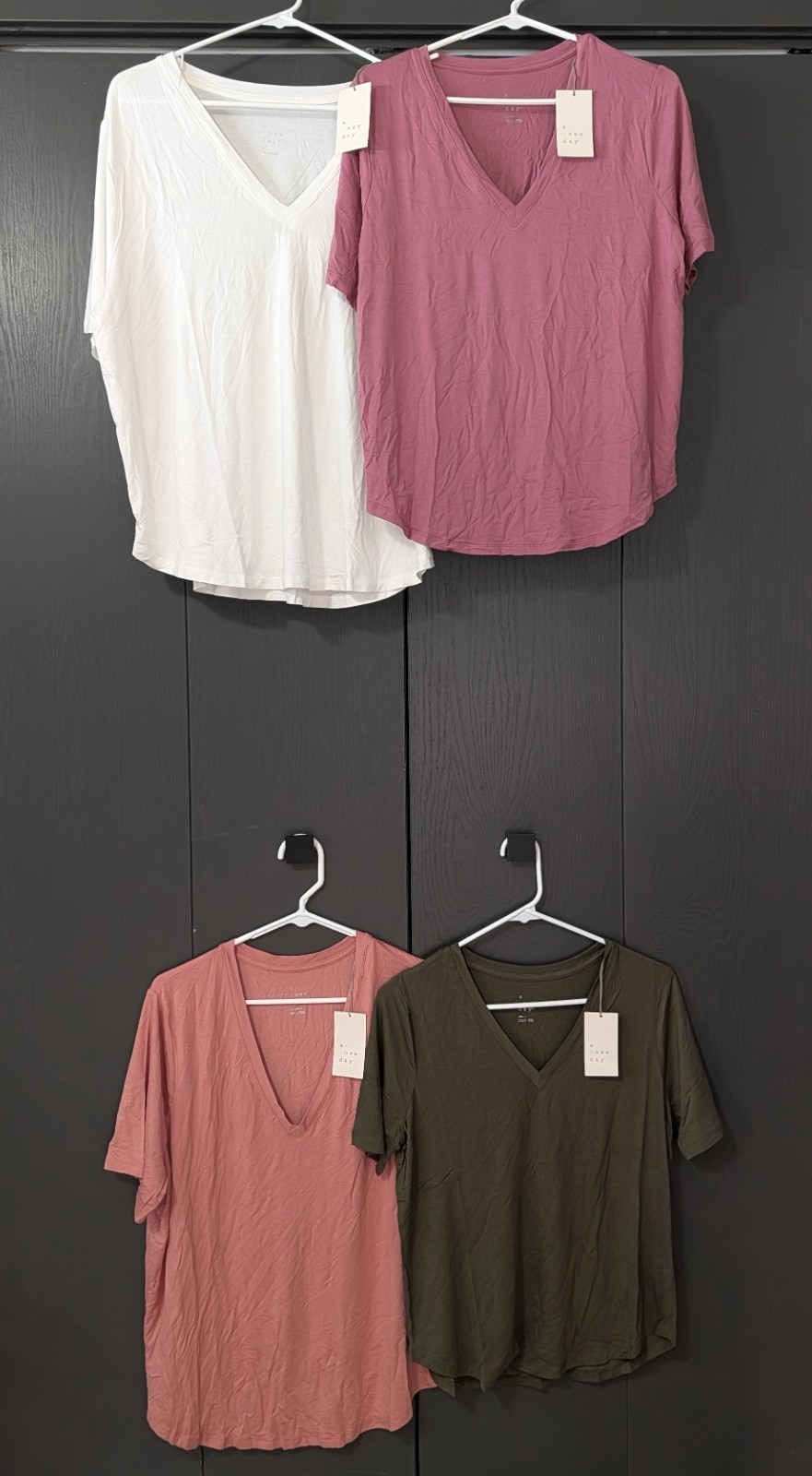 NWT A New Day Womens Tops T-shirt V Neck S L XXL Plus 1X 3X Pink Green White