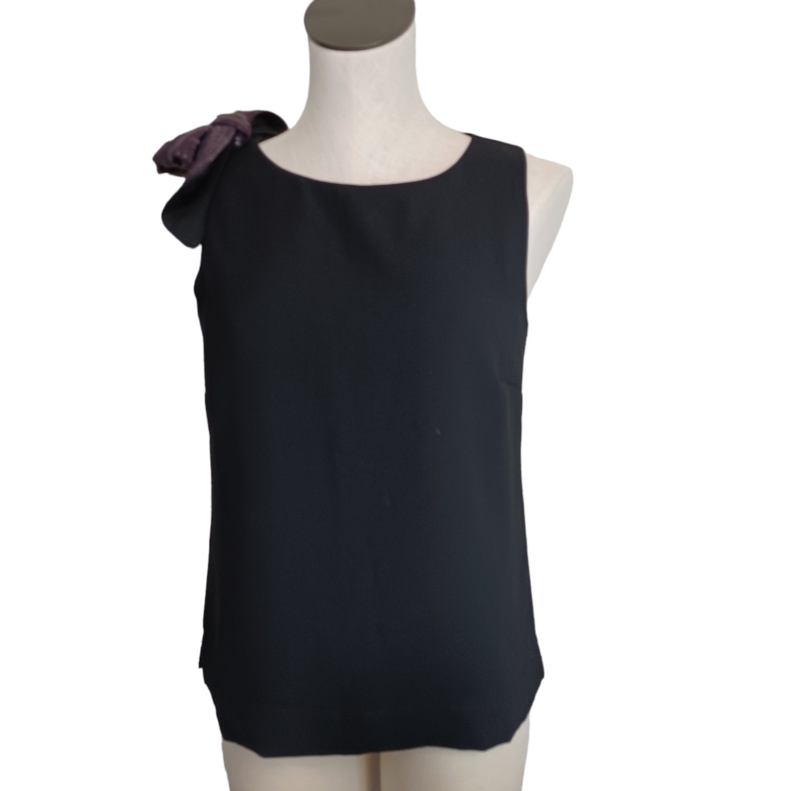 J Crew Blouse Womens size 2 Purple Sequin Bow Detail Sleeveless Drapey Tank