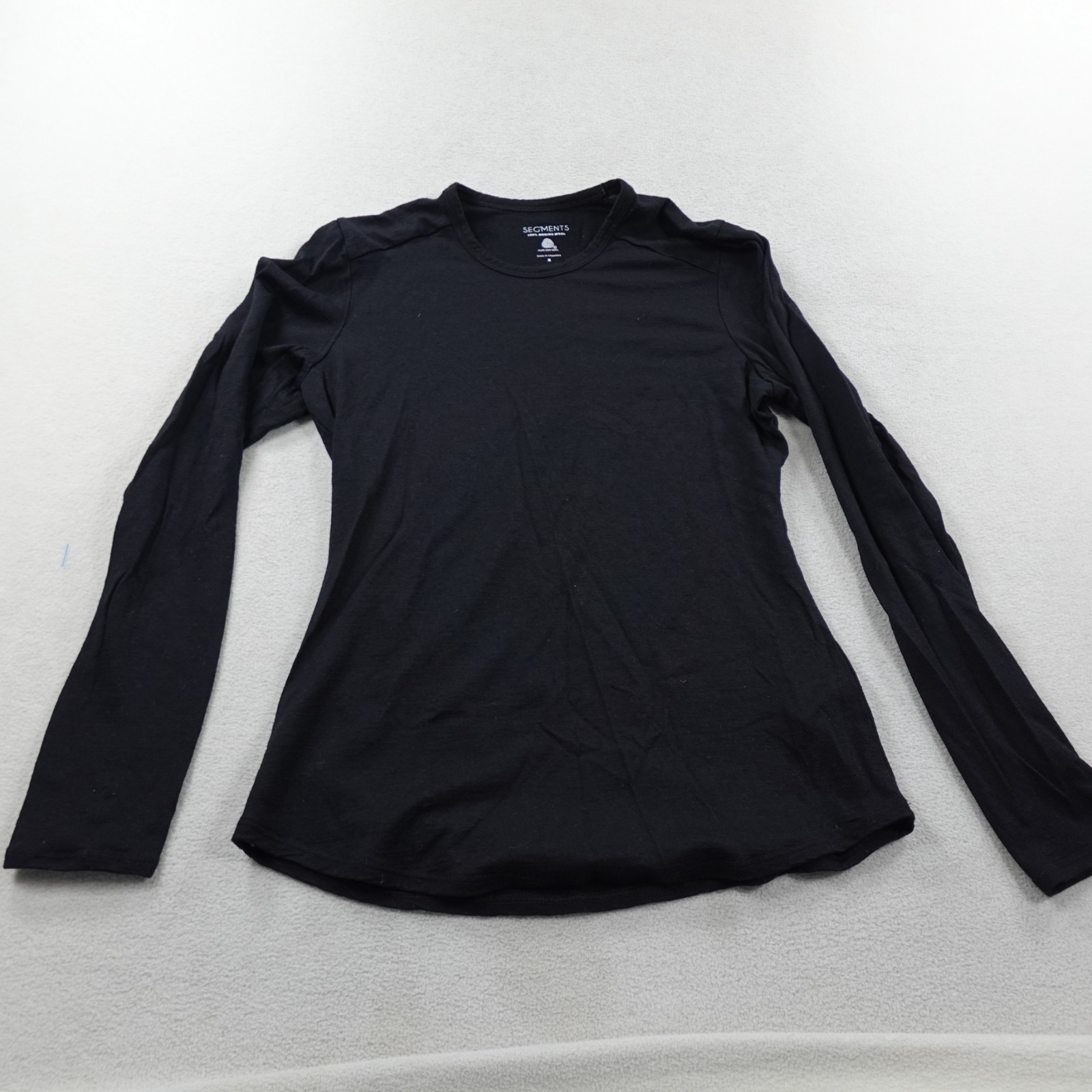 Segments Merino Wool Shirt Women Small Black Long Sleeve Lightweight Base Layer