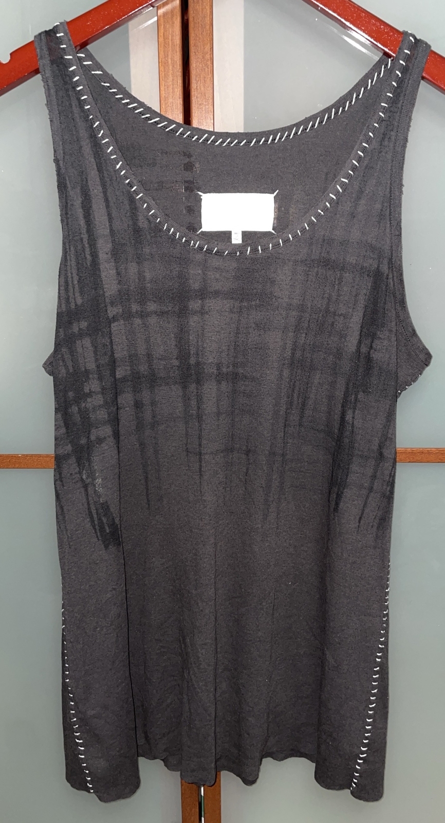 Maison Margiela Womens Charcoal Black Distressed Stitch Accented Tank Top Size M