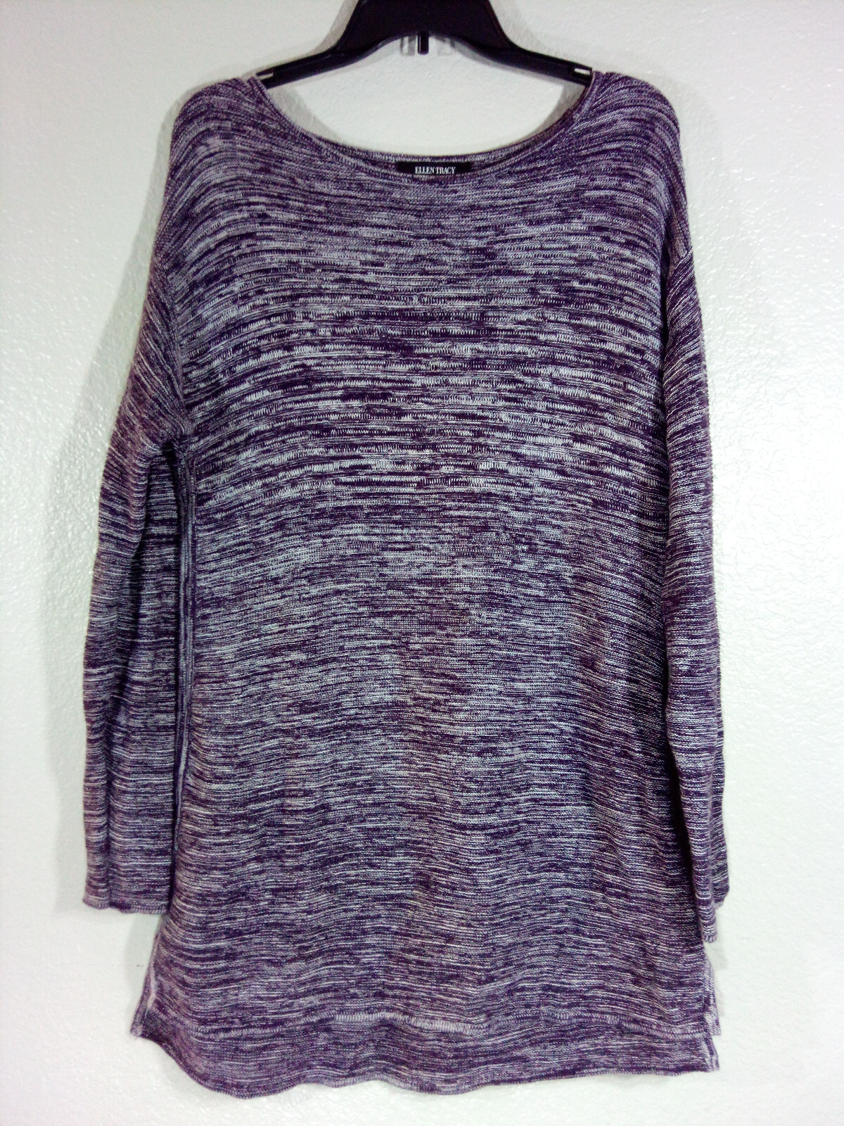 Sweater Pullover by Ellen Tracy Women’s Large Purple/White Melange Knit Jumper