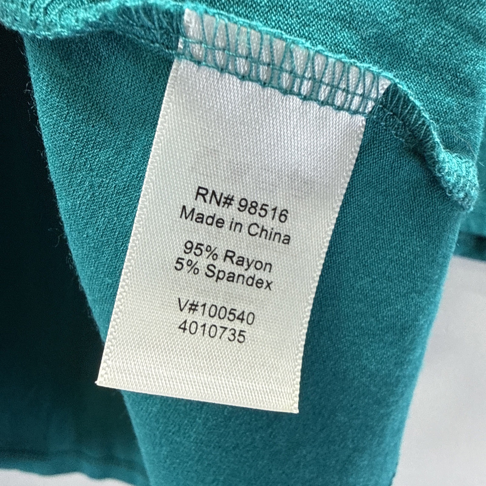 Coldwater Creek Womens Top Sz Large Teal Blue 3/4 Sleeve Stretch Pullover Beaded
