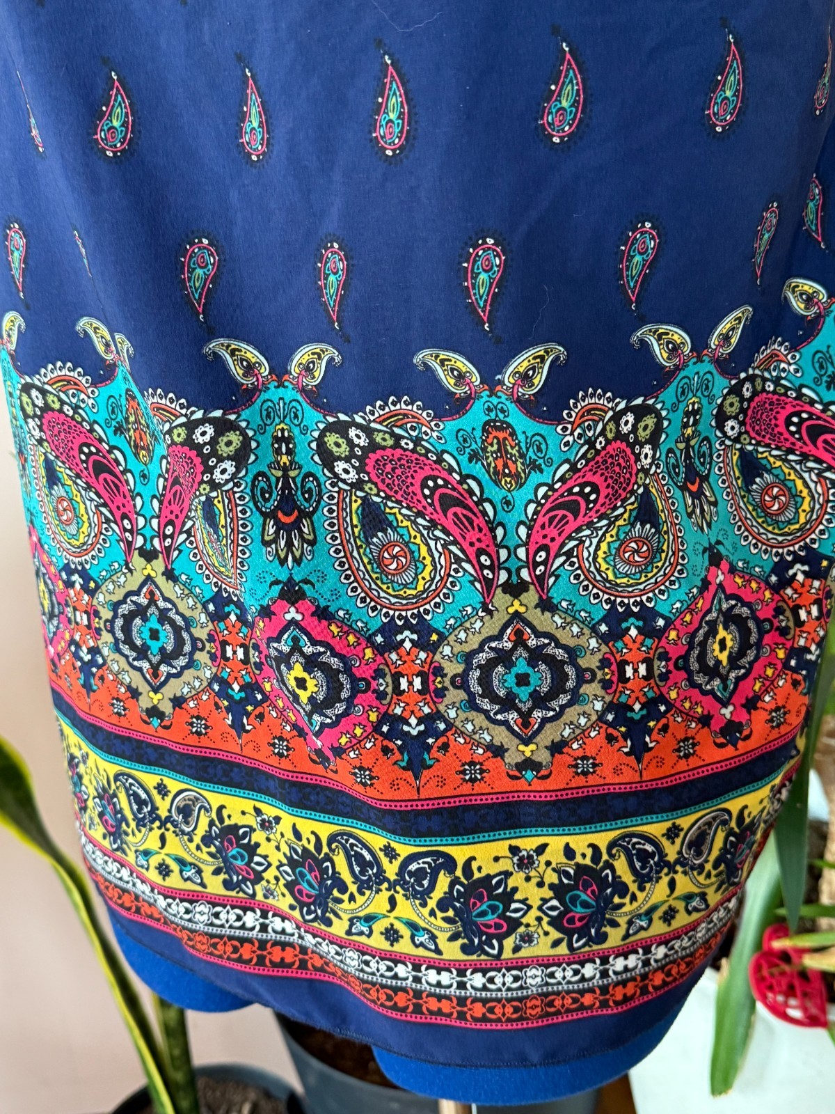 Y2K Women’s Large blue Paisley Boho Hippie colorful tank topblouse by Carol Rose