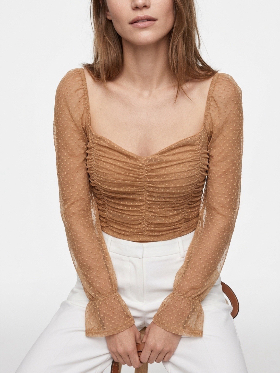 Whimsigoth Cottagecore coquette Women’s Crop Top Stretch Sweetheart Puff Sz L