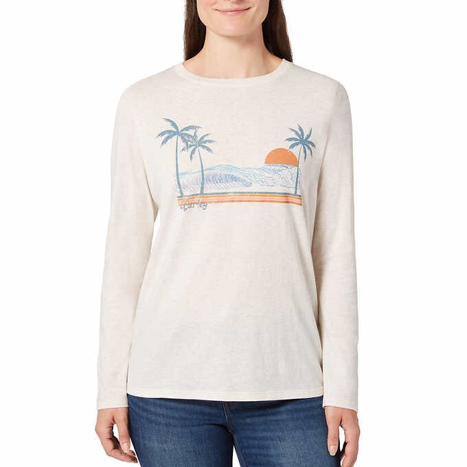 NWT Hurley Women’s Long Sleeve Graphic Crew Neck Tee White Size M $60 Z950