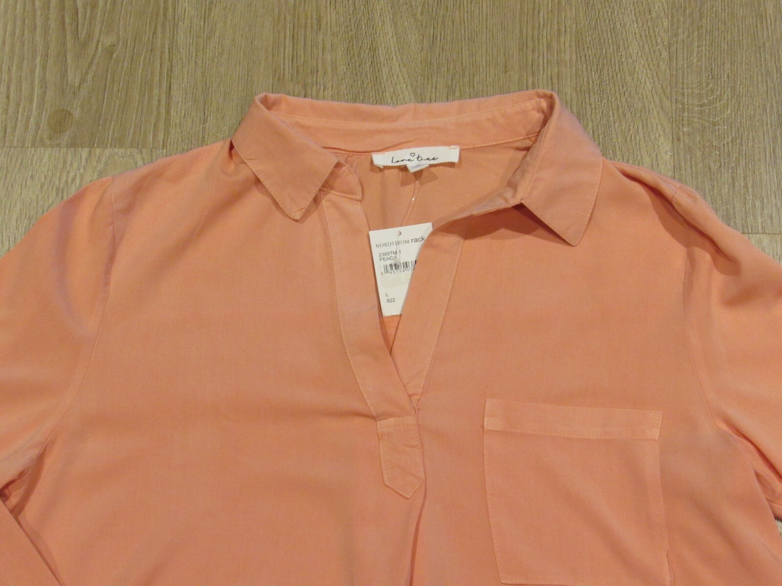 Love Tree ~ NWT Peach Oversize Long Roll Tab Sleeves ~ L New!