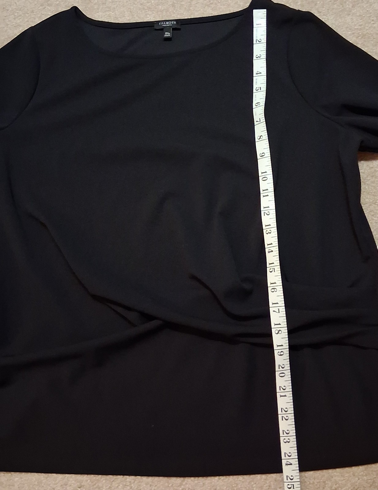 Talbots Plus 2Xp Black Ruched Accent, Travel, Packable, Stretch