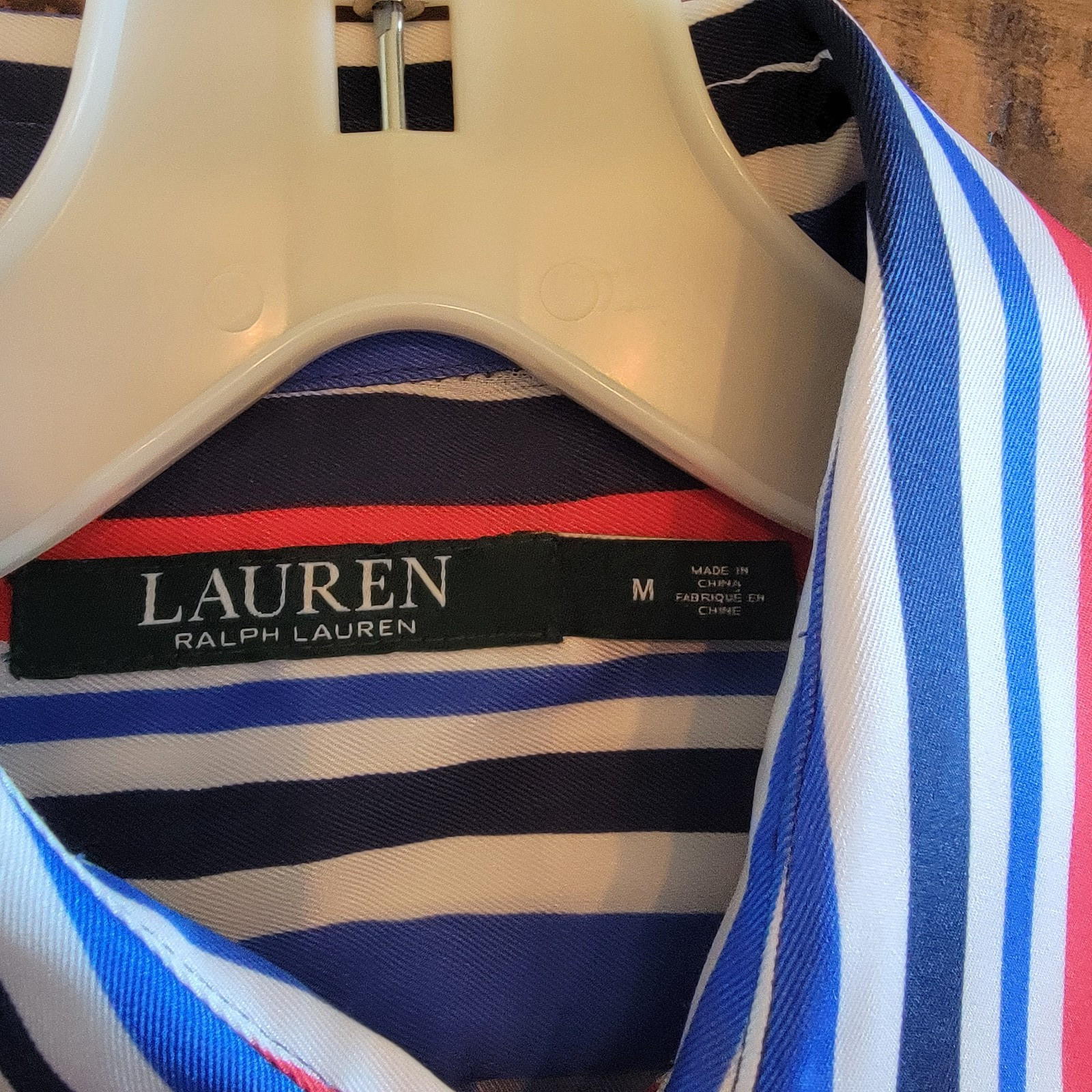 Ralph Lauren Green Label Red White Blue Striped Long Sleeve Size Medium Med