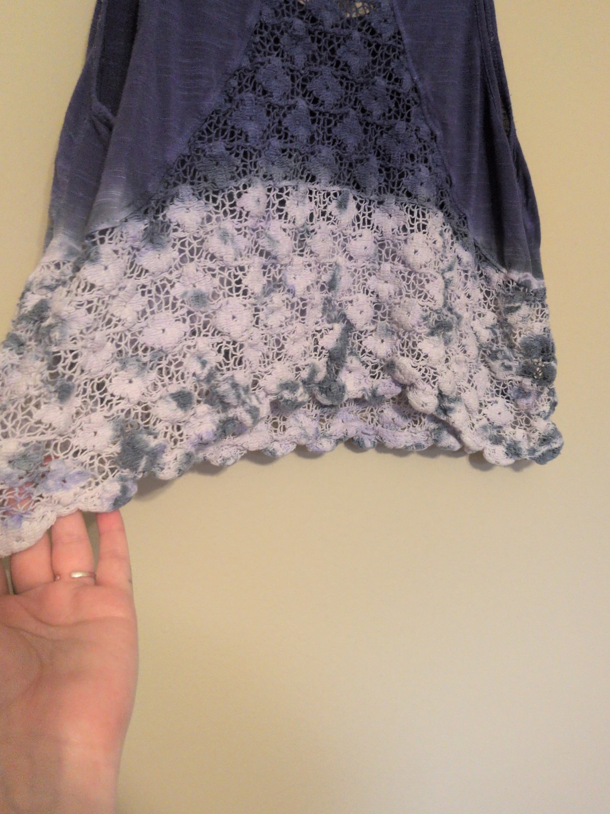 Live Learn Grow Element Ombre Boho Hippie Tie Dye Tank Top With Crochet Flowers