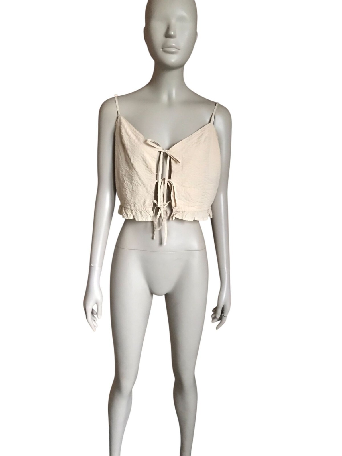 Aerie Tan Tie Front Crop Top