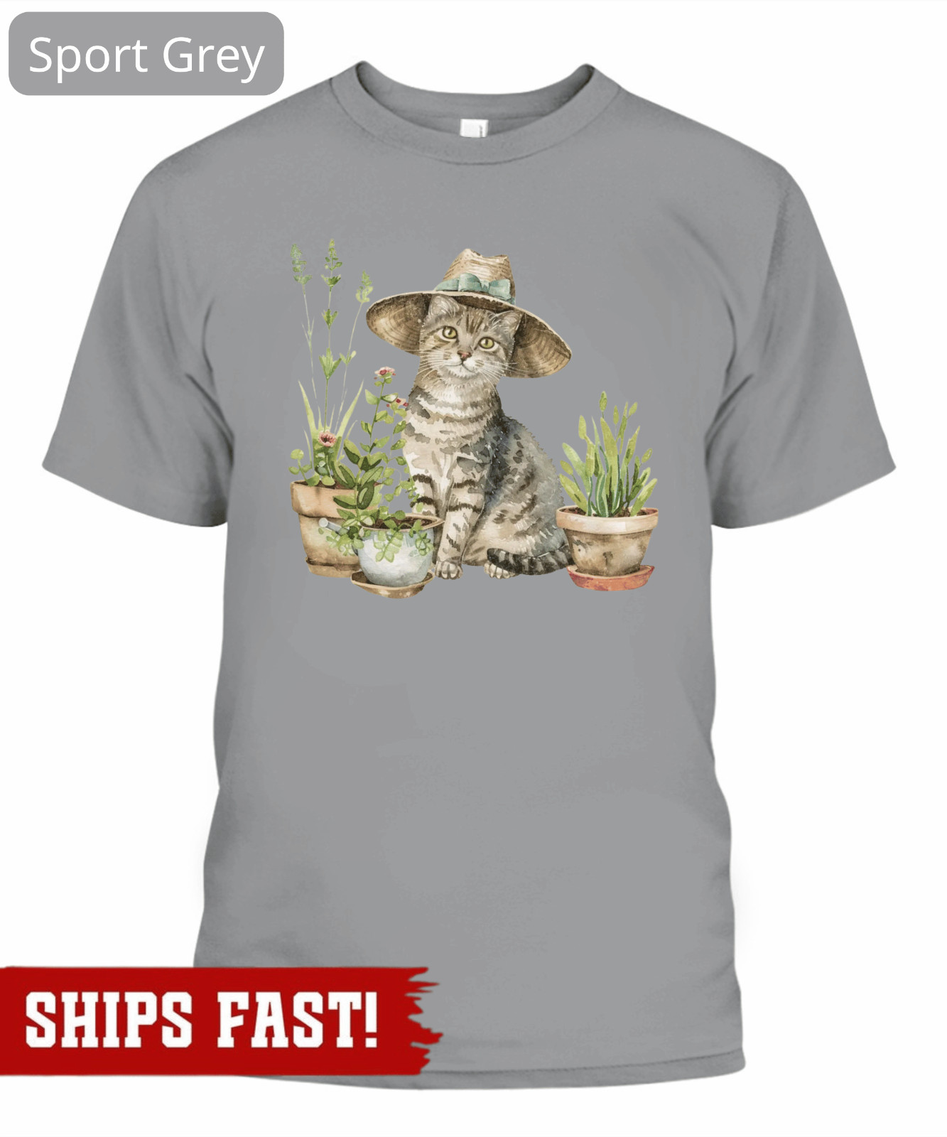 Cat And Plant Shirt, Gardening Cat Shirt, Cottagecore Animal Shirt, Botanical Na