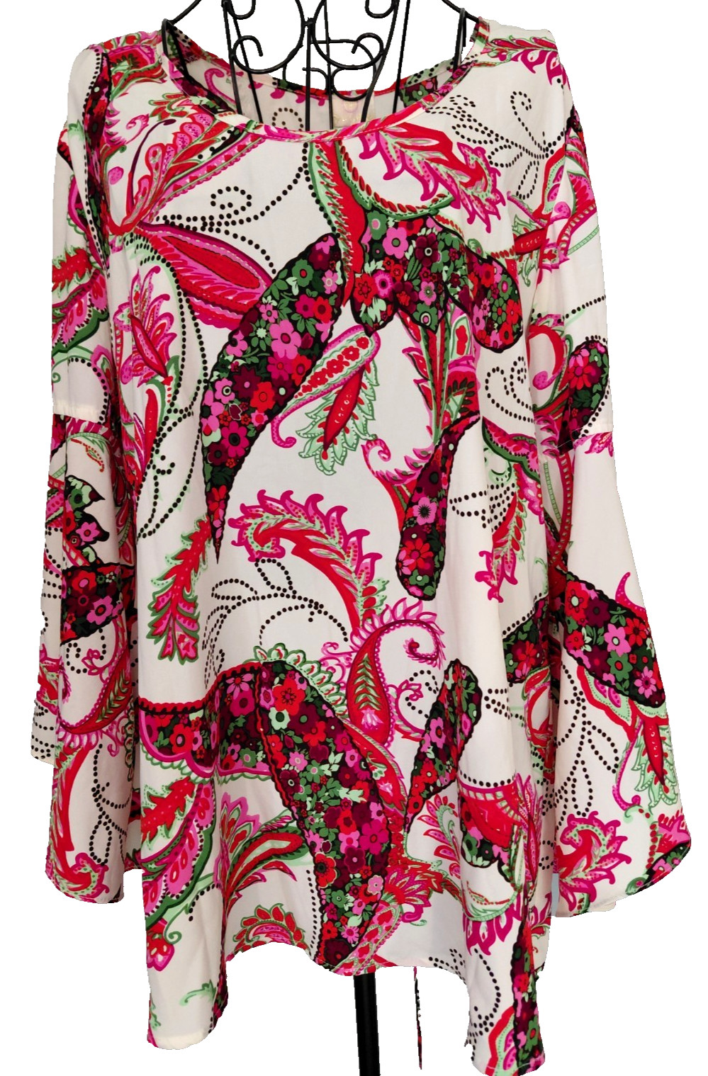 NWT Hot in Hollywood Tunic Womens XL Laces up Back Bell Sleeves