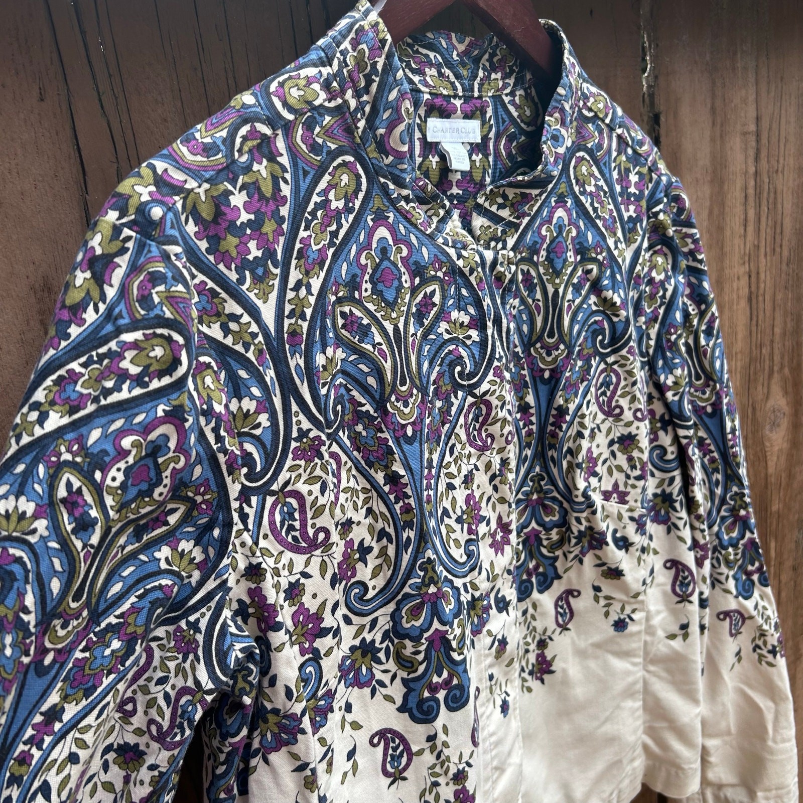 Charter Club Paisley Print Jacket Blouse Size Womens XL