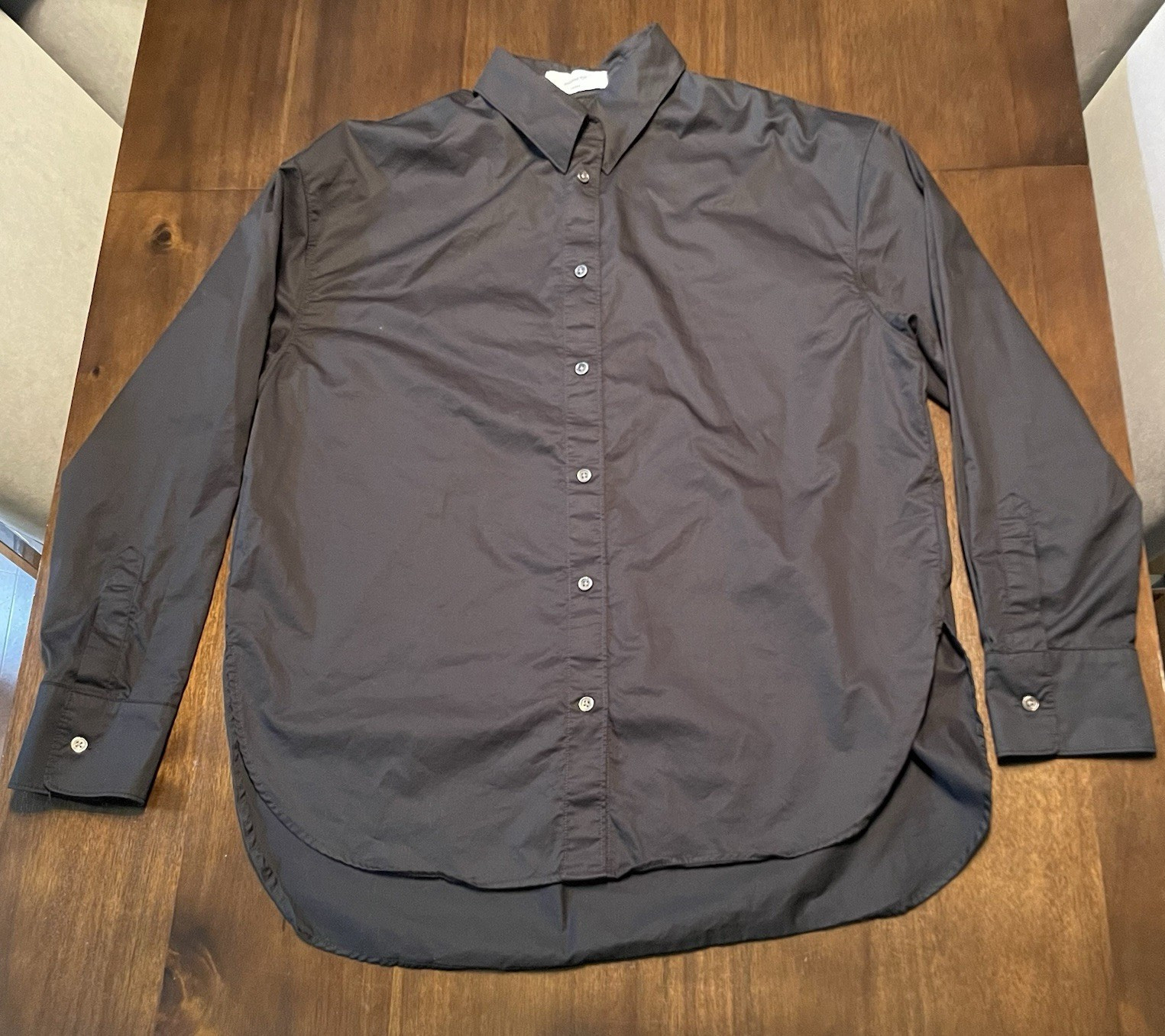 soldout.nyc Women’s Black Solid Cotton Dress Shirt L 32/33 Lightweight Button