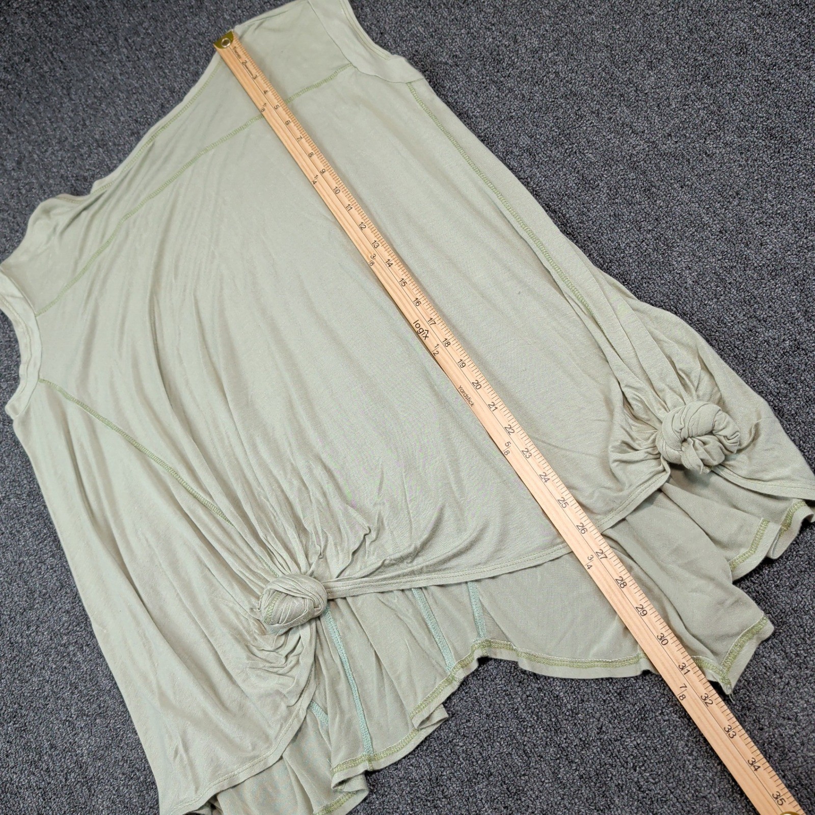 Vision USA Avant Garde Asymmetrical Knot Back Tank Top OS Sage Green Lagenlook