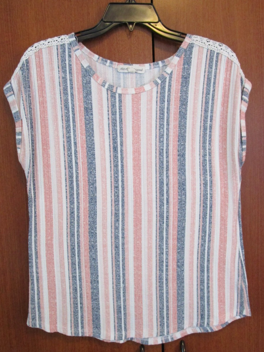 Above & Beyond Striped Top Small Poly Spandex Cotton Bust 43 Length 24 in
