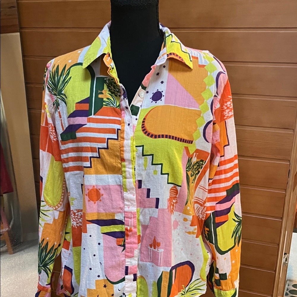 Haute Hippie Multicolor Abstract Cotton Shirt