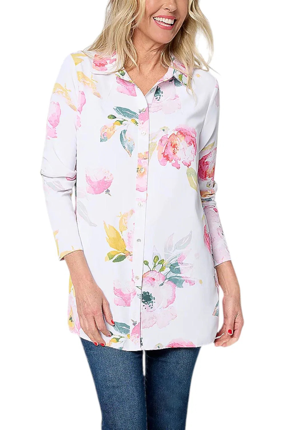nicole by Nicole Miller Women’s Boyfriend Blouse La Fleur