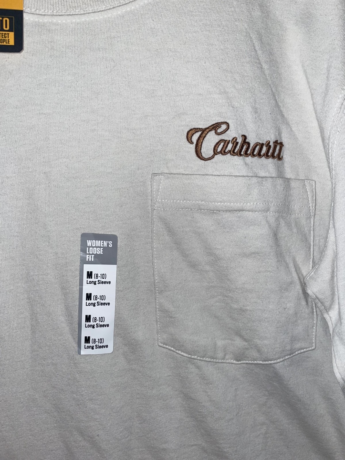 Carhartt Women’s M 8-10 Loose Fit Heavyweight Long Sleeve Pocket T-Shirt Logo