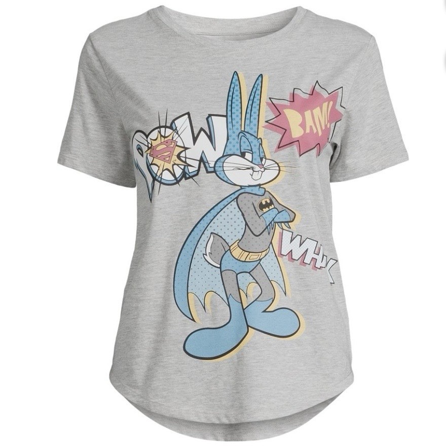 Warner Bros. Bugs Bunny and Lola Women’s Mash Up Graphic Tee with Short Sleeves