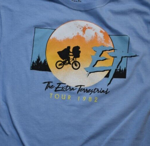 E.T. The Extra Terrestrial Juniors Flying Bicycle Moon Blue Shirt New XL(15-17)