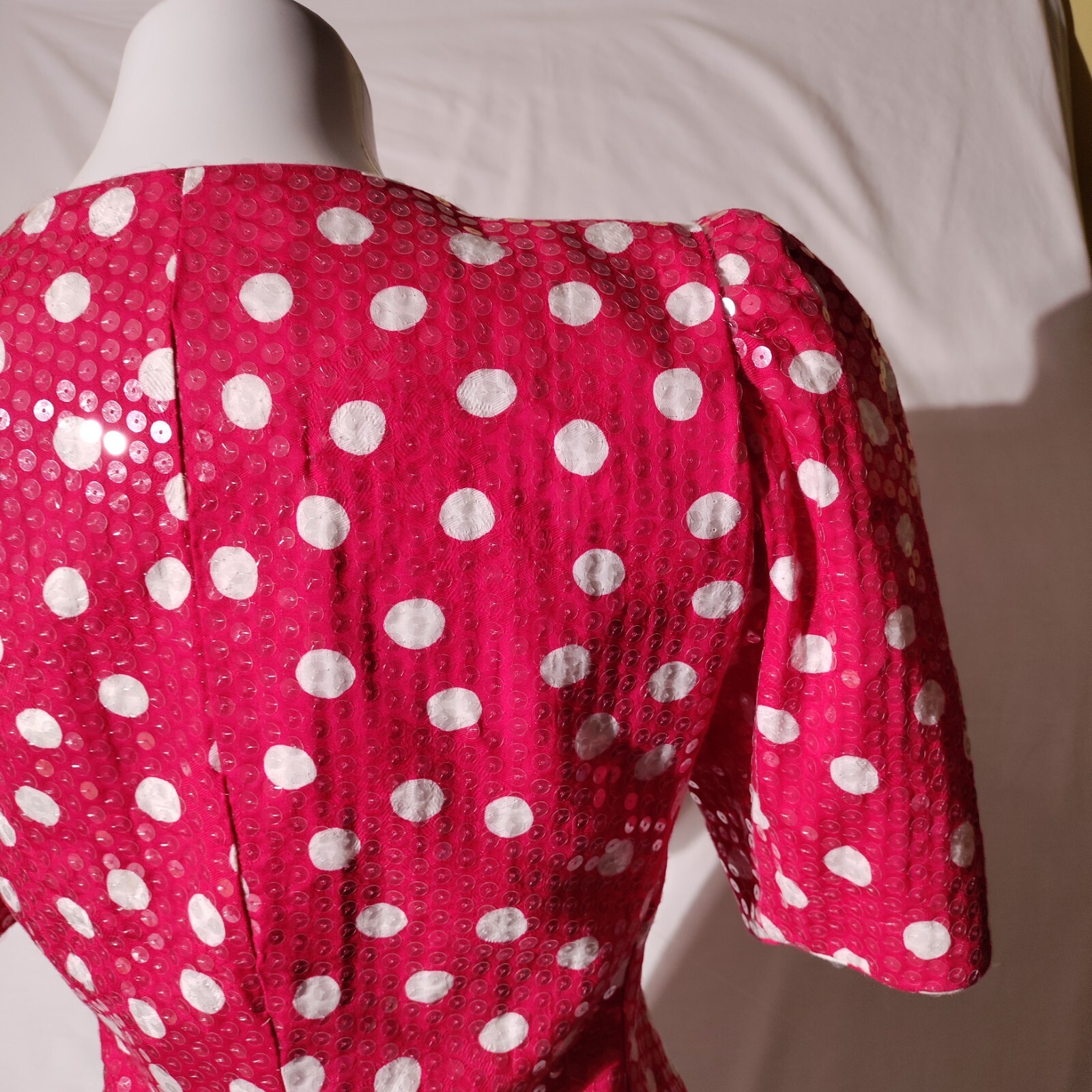 Rickie Freeman for Teri Jon Pink White Polka Dot Fun Vintage Size 4 100% Cotton