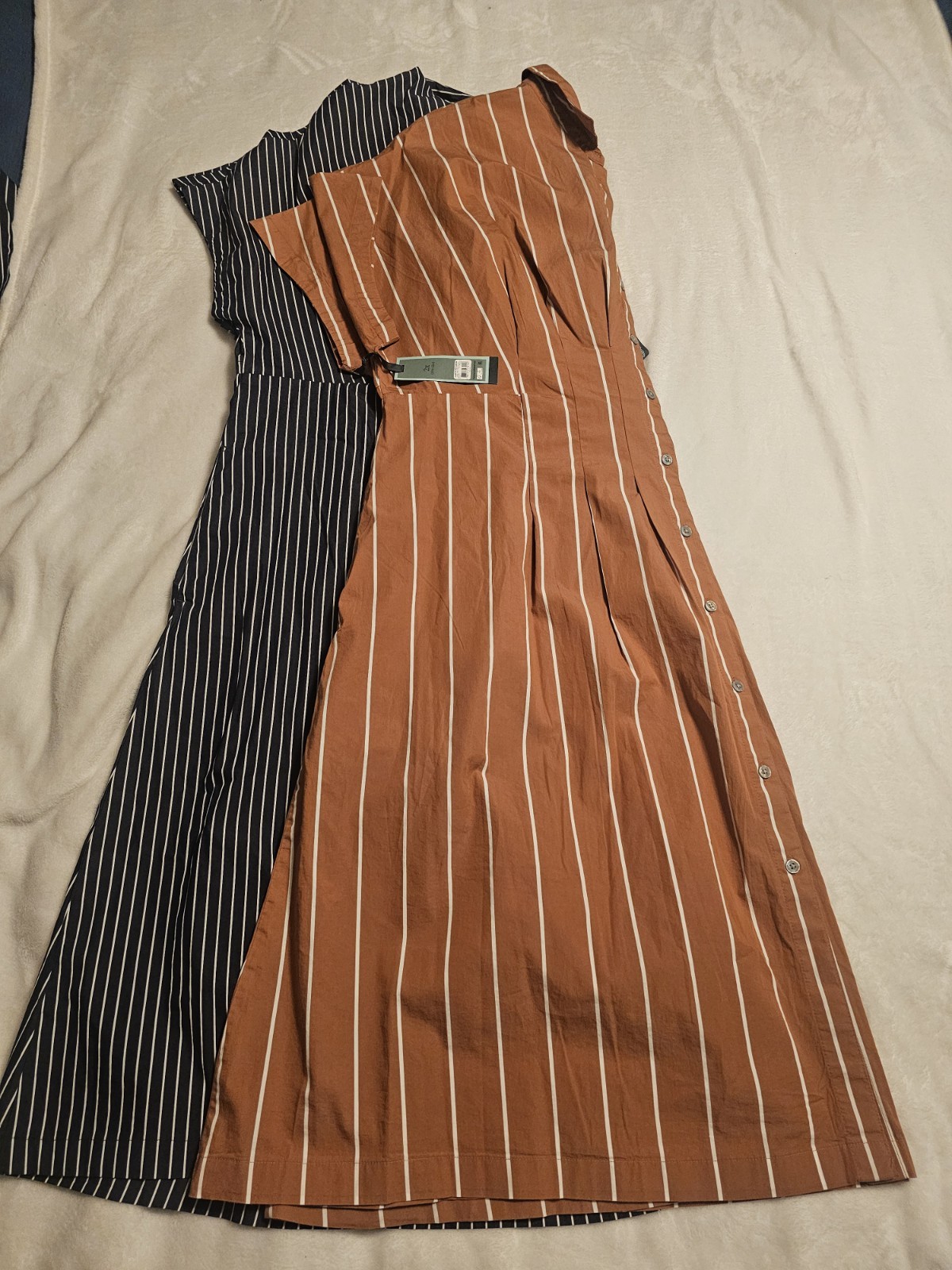Terra & Sky Plus Size 2X(20w-22w) Bundle Of 2 Dresses Navy Blue&white Orange NWT