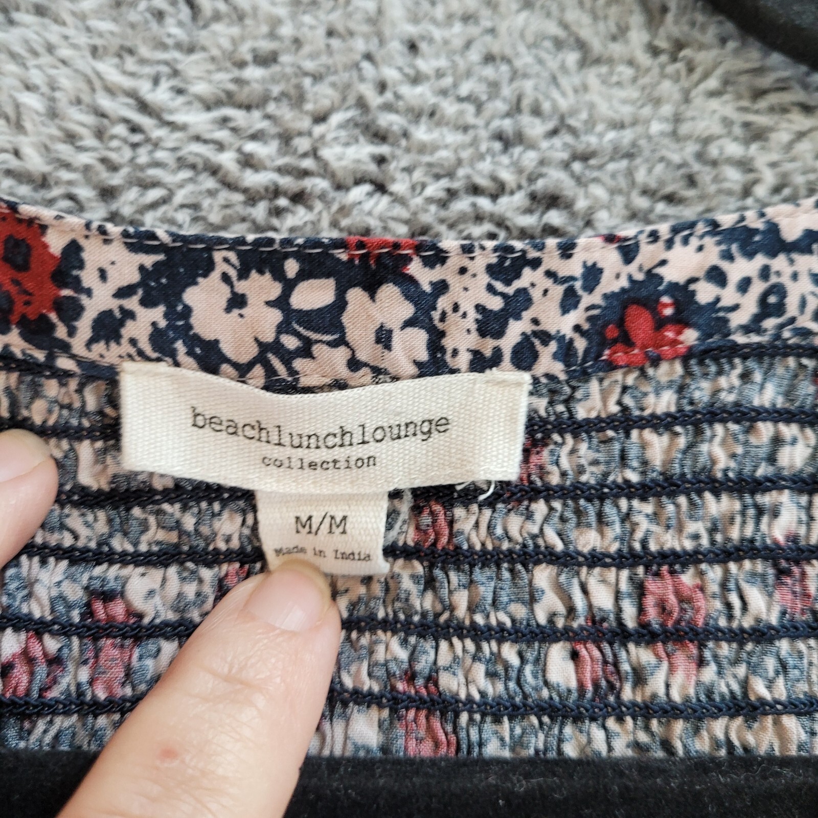 Beach Lunch Lounge Top Floral Cottage Oversized M Smocked Boho Romantic 16591