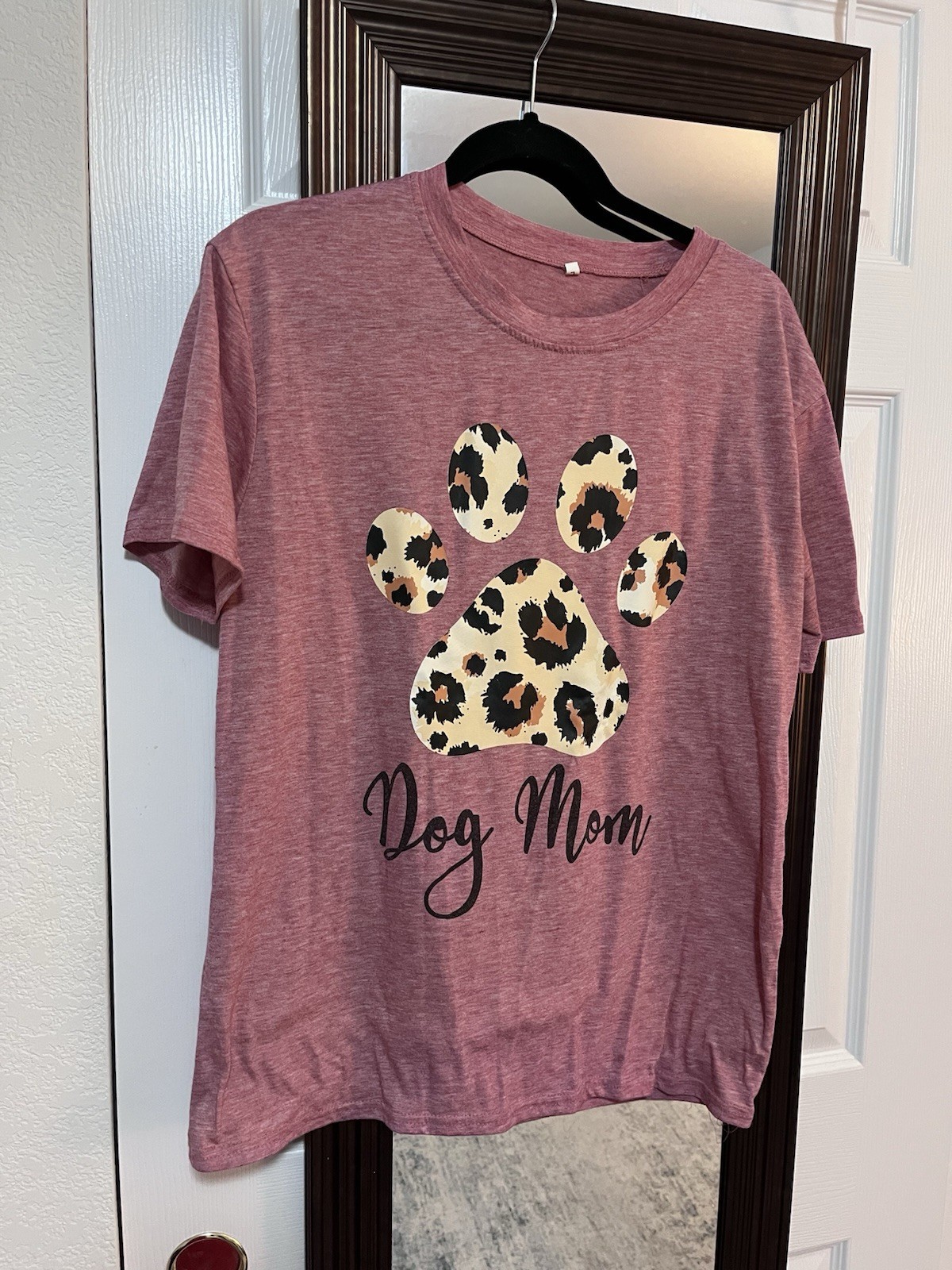 Pink leopard print dog mom shirt